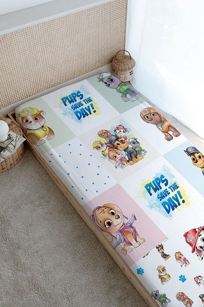Tuğba Kuğu Printed Flat Sheet - Cartoon Series - Paw Patrol Patchwork