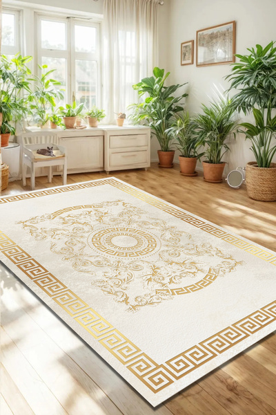 CAPPİO HALI Dijital Baskılı Makinada yıkanabilir Salon Halısı Mutfak Halısı Y...