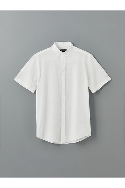 LC Waikiki Ανδρικό πουκάμισο LCW Regular Fit με κοντό μανίκι λινό μείγμα