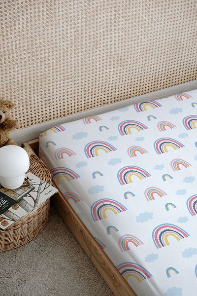 Tuğba Kuğu Pink Rainbow Printed Flat Sheet - for Baby Series
