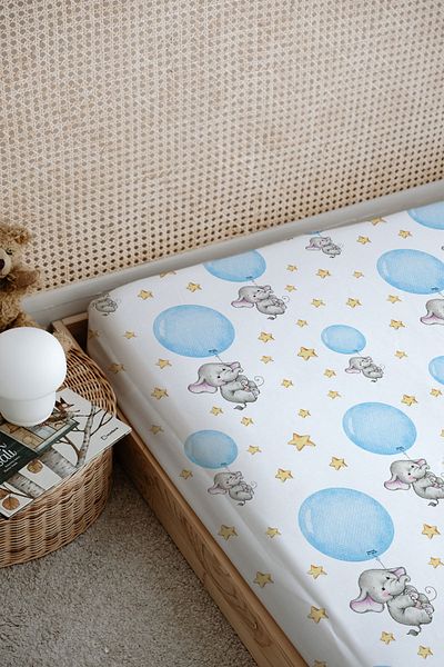 Tuğba Kuğu Blue Large Balloon Printed Children's Bed Sheet - Baby Series