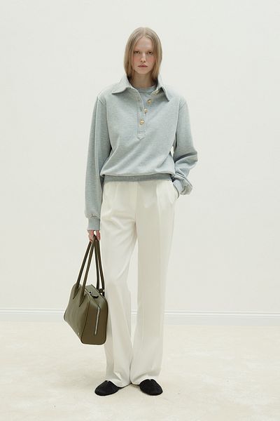 Suud Collection Gray Mimi Gold Buttoned Sweatshirt