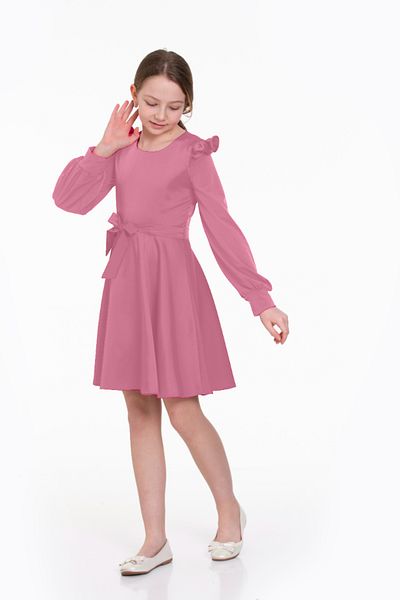 LAPINKOD Flounced Belted Satin Girl's Dress