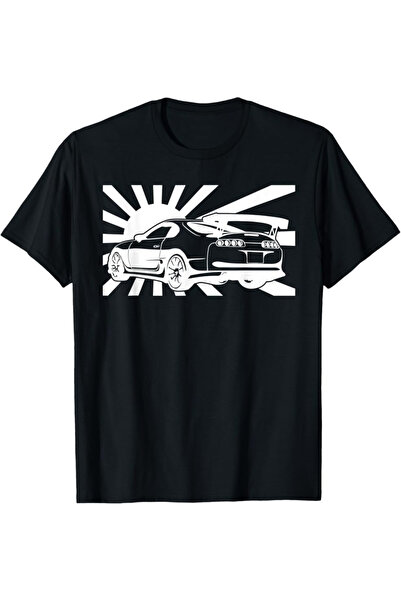 JDM Чорна футболка з принтом JDM для автомобілів - для любителів модифіковани...