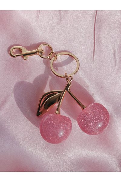 Reorah Collection Pink Cherry Patterned Keychain and Bag Charm