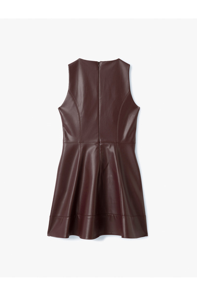 Koton Μίνι φόρεμα από συνθετικό δέρμα με λαιμόκοψη αμάνικο