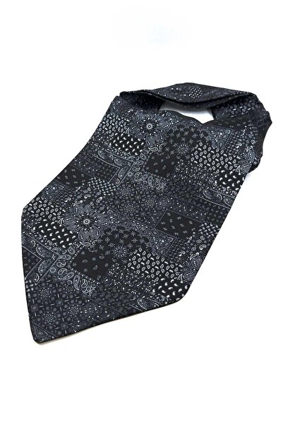 Kravatkolik Siyah - Füme Motif Desen Erkek Fular K595