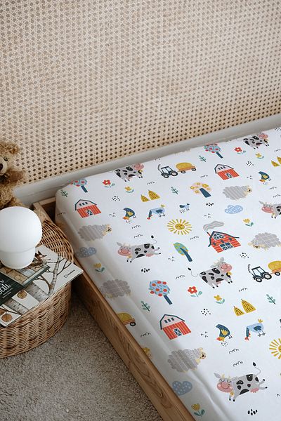 Tuğba Kuğu Iconic Series - Farm Animals Printed Flat Sheet