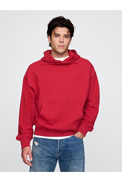 GAP Erkek Kırmızı Gap Logo Heavyweight Oversize Sweatshirt