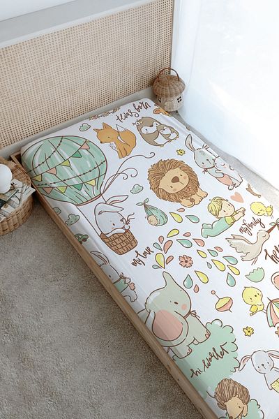 Tuğba Kuğu Iconic Series Printed Flat Sheet - Cute Zoo