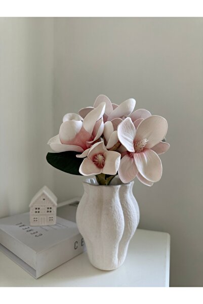Çiçek Yapay Islak Dokulu Lüx Pembe Manolya 7 li 33 Cm