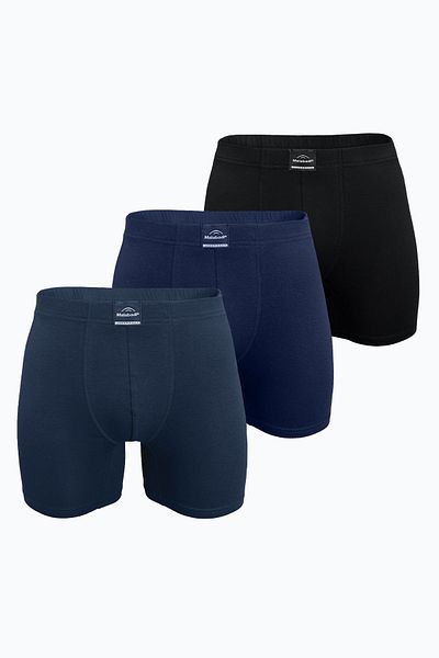 Malabadi Ανδρικά 3 τεμάχια Μαύρο Navy Blue Smoked Premium Collection Modal Long Boxer 3M250