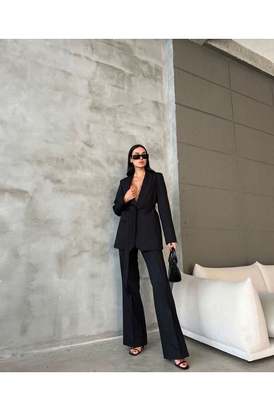 Moda İkra Öves blézer dzseki és széles szárú nadrág szett - női
