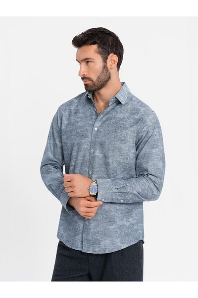OMBRE Klassisches kariertes Herrenhemd aus Flanell-Baumwolle - grau V3 OM-SHCS-0157 XL