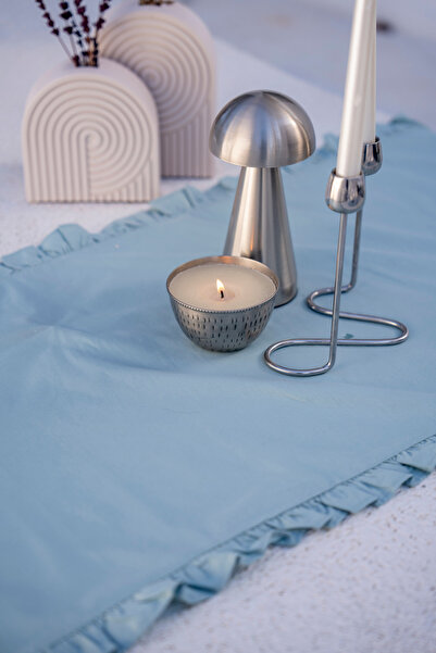 Fiora Home Runner Masa Örtüsü %100 Pamuk Poplin Kumaş Açık Mavi