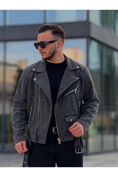 KINGAF Men's Double Breasted Stamp Jacket