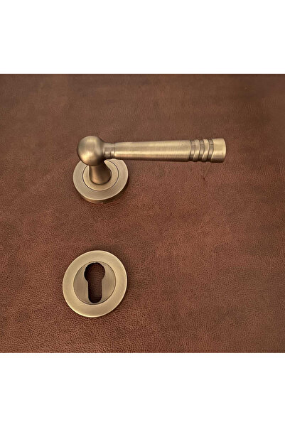 KOLDOOR Osmanlı Mat Antik Sarı Yuvarlak Rozetli Yale Rozetli Kapı Kolu Sağ Basar Tek Yön