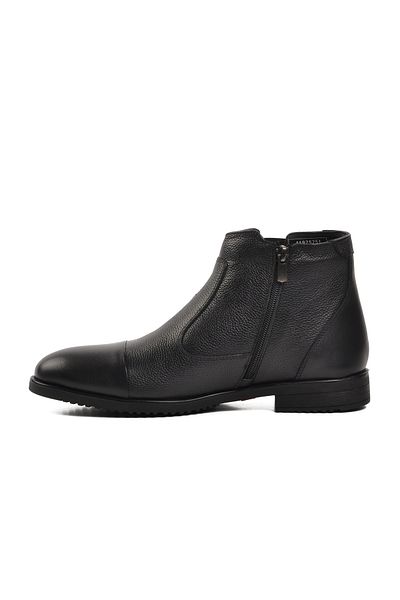 Pierre Cardin Μαύρα ανδρικά μποτάκια από γνήσιο δέρμα