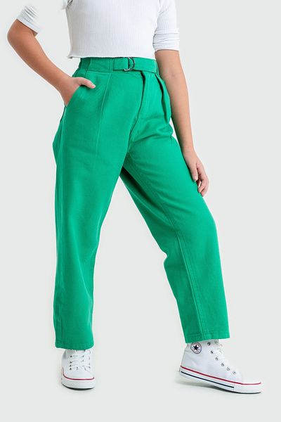 GİYİCEM TEKSTİL Linen Girl's Pants 2538 - Belt Detail