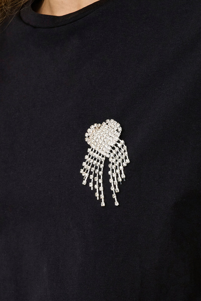 ONLY Onlvıta μαύρο γυναικείο T-Shirt - 100% βαμβάκι, λαιμόκοψη, κοντό μανίκι 15343769