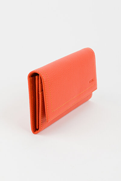 Fossil Kutulu Hakiki Deri Turuncu Kadın El Portföyü Uzun Cüzdan