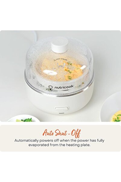 Nutricook 7pcs Electric Egg Cooker - Boiled,Poached,Scrambled Eggs, or Omellette w/ Auto Shut-Off, Beige, 360W