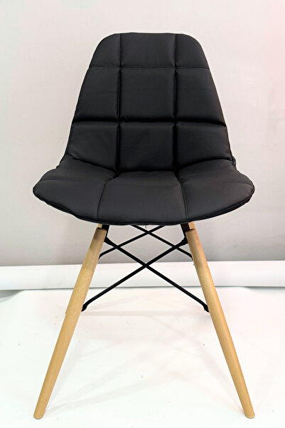 Dorcia Home Mona Deri Kaplamalı Siyah Sandalye - Cafe Balkon Mutfak Sandalyesi