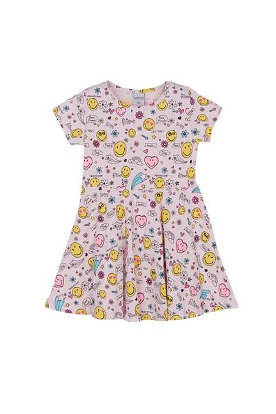 LOVETTI Friendly & Smile Pattern Short Sleeve Flared Skirt Dress