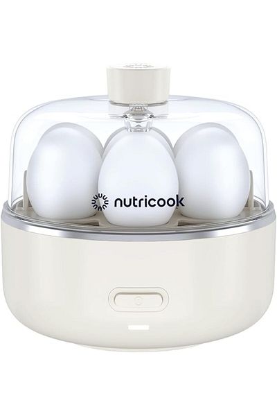 Nutricook 7pcs Electric Egg Cooker - Boiled,Poached,Scrambled Eggs, or Omellette w/ Auto Shut-Off, Beige, 360W