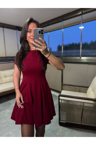 caddstore My 3680 Fusta Cusătură Bucăți Rochie Claret Red Bell