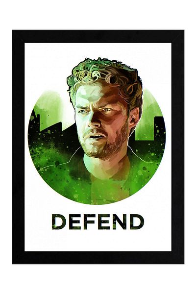 Saturn Pictură cu cadru Iron Fist - Poster de desene animate Marvel Defenders