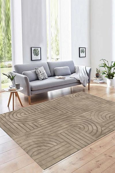 G&C HOME Modern Mink Non-Slip Sponge Elastic Carpet Cover - Soft Textured