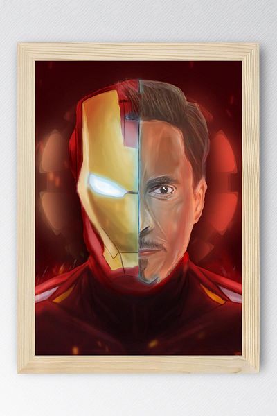 Saturn Iron Man Framed Painting - Iron Man Marvel Movie Poster Painting