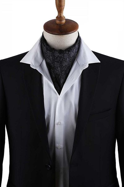Kravatkolik Black - Smoked Shawl Pattern Men's Scarf K593