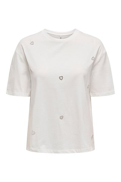 ONLY Onlvita Ecru Women's T-Shirt - 100% Cotton, Crew Neck, Short Sleeve 15343769