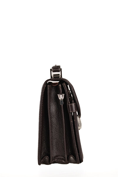 Aka Deri Men's Hand and Shoulder Strap Bag - Aka Leather 301, Genuine Leather, Bitter Brown