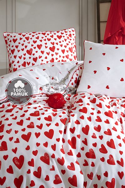 Cote Blanc Love 100% Cotton Single Double Sided Duvet Cover Set