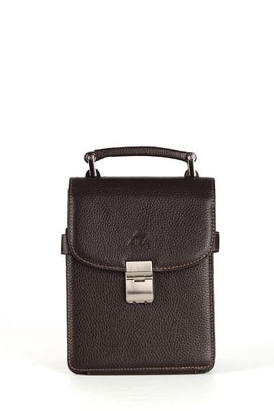Aka Deri Men's Hand and Shoulder Strap Bag - Aka Leather 301, Genuine Leather, Bitter Brown