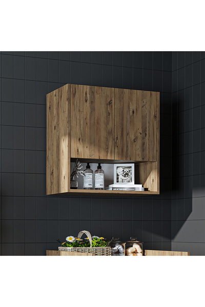 ROOMART Çamaşır-kurutma Makinesi Dolabı Kapaklı Üst Dolabı Banyo Dolabı 65 Cm