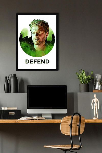 Saturn Pictură cu cadru Iron Fist - Poster de desene animate Marvel Defenders