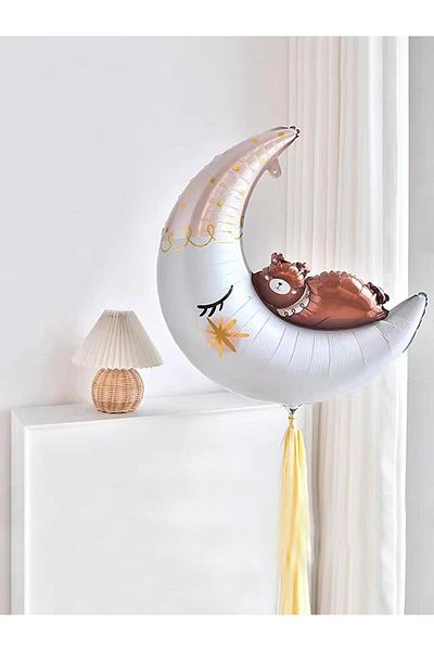 Parti Adresi Moon and Bear Foil Balloon Party Balloon 86 cm