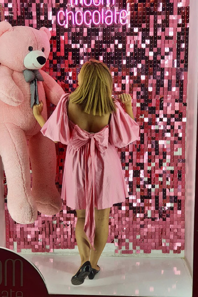 Papatya Pembe Balon Kol Elbise