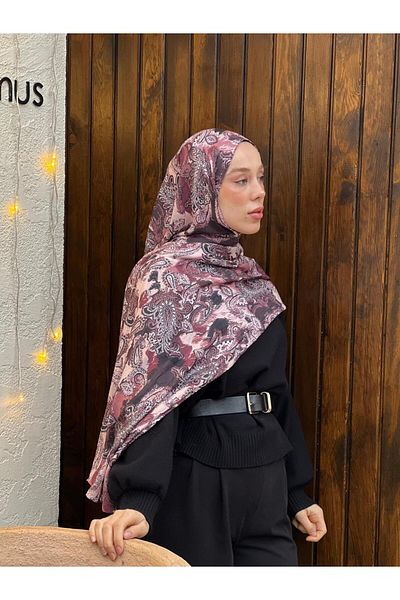 Modakaşmir Şal din bambus cu model etnic abstract