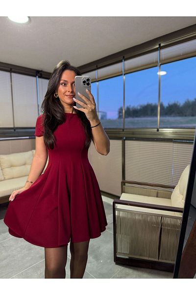 caddstore My 3680 Fusta Cusătură Bucăți Rochie Claret Red Bell