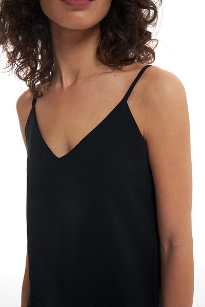 Quzu Strappy V-Neck Blouse Black