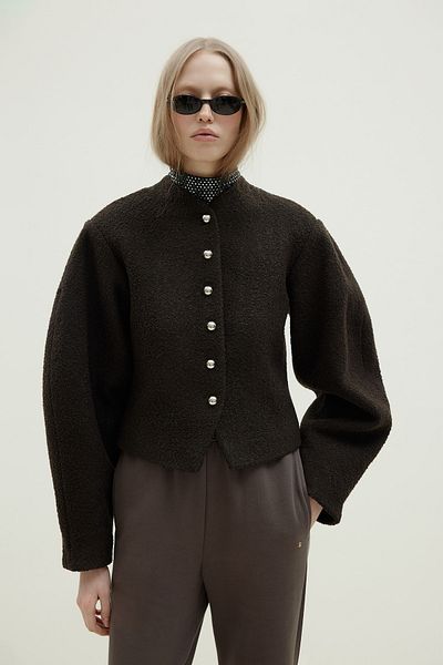 Suud Collection Горчиво кафяво сако Gigi за талията