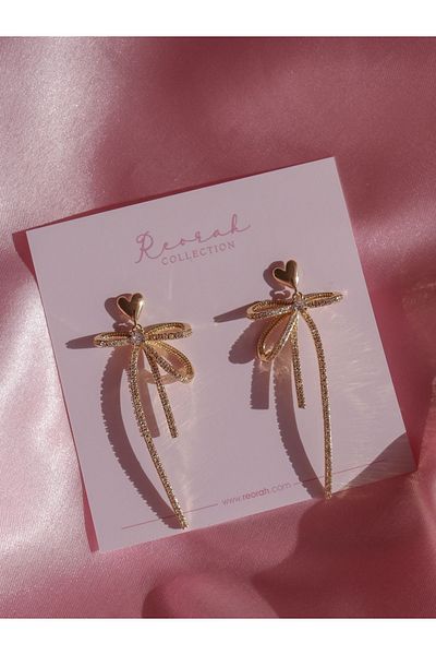 Reorah Collection Ribbon of Sparkle Earrings - Ribbon and Rhinestone Earrings