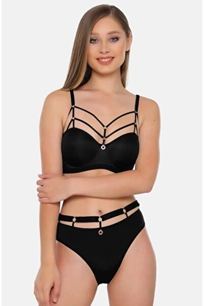 NİVEMESHOME Σετ σουτιέν Nivemeshome 5045 με λουράκια και κρίκους, μαύρο, μέγε...