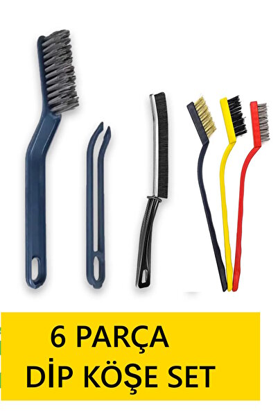AYGÖREN HOME 6 Parça Dip Köşe Temizlik Fırça Seti - Derz Fırçası, Gider Cımbızı, 3'Lü Yağ Temizleme Fırçası