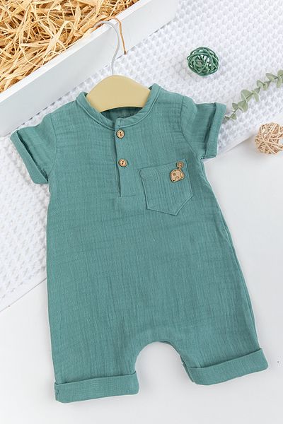 Babymod Baby Boy Muslin 100% Cotton Summer Jumpsuit with Shorts
